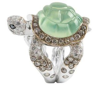 Bohemian  Cute Green Turtle Shell Rhinestone Ring